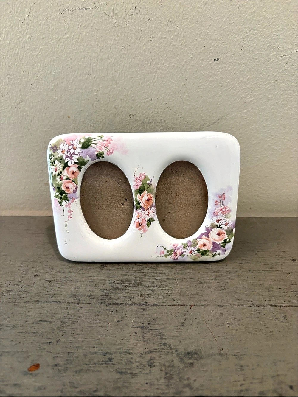 VTG Ceramic Floral Two Photo Picture Frame